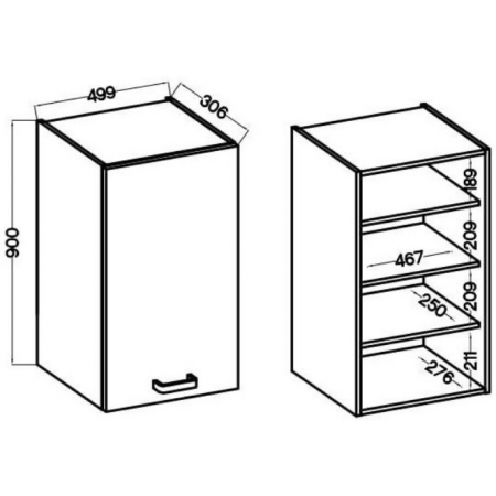 Szafka kuchenna wisząca wysoka 50 cm AVIO lamel 50 G-90 1F